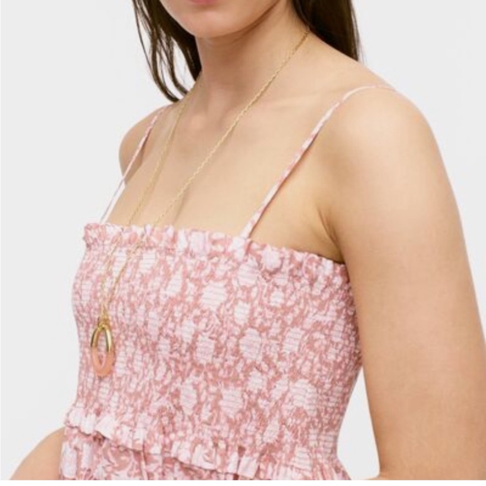 J Crew Smocked Cotton Poplin Dress Rose Vines Size S - Picture 3 of 11